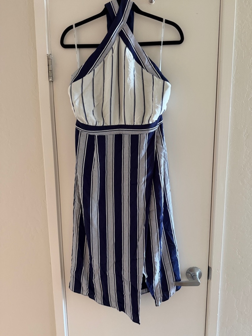 Lovers + Friends Navy and White Striped Halter Dress